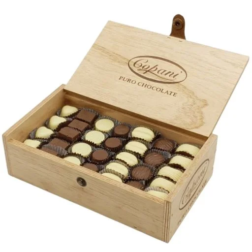 Bombones de chocolate caja de madera 600 gr